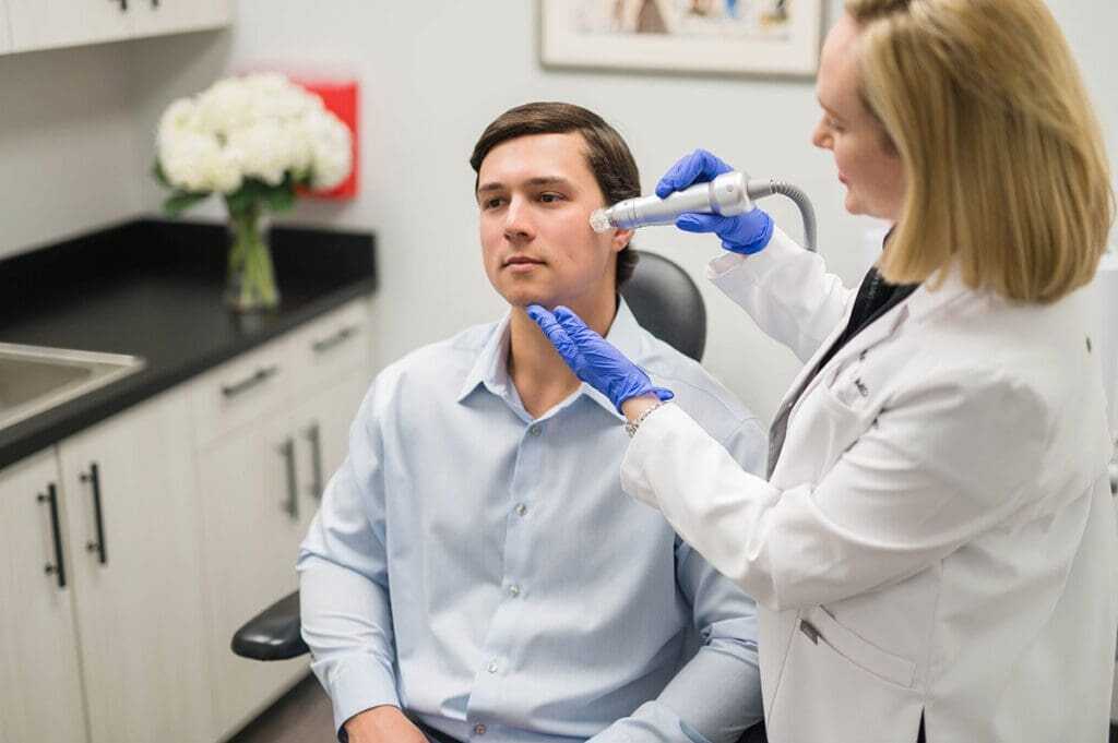 Professional laser treatment for sun damage results